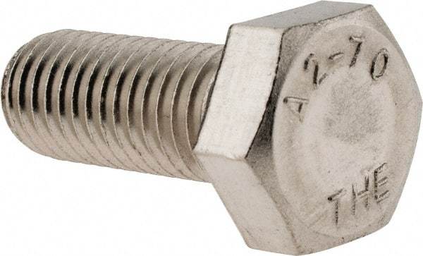 Value Collection - M12x1.75mm Metric Coarse, 30mm Length Under Head Hex Head Cap Screw - Fully Threaded, Grade 18-8 & Austenitic A2 Stainless Steel, 19mm Hex - Makers Industrial Supply