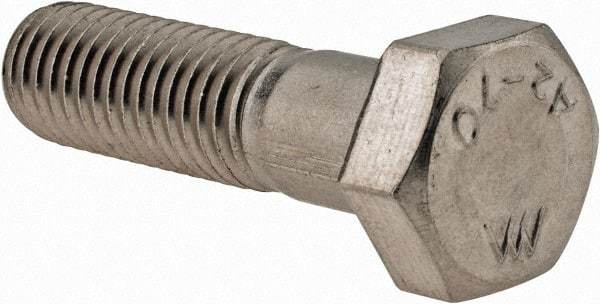 Value Collection - M12x1.75mm Metric Coarse, 45mm Length Under Head Hex Head Cap Screw - Partially Threaded, Grade 18-8 & Austenitic A2 Stainless Steel, 19mm Hex - Makers Industrial Supply