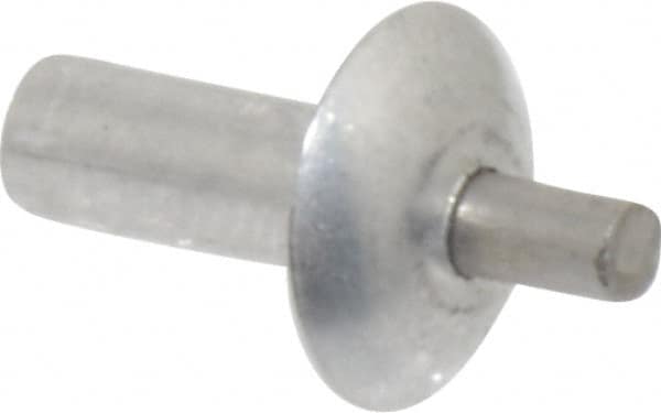 Made in USA - Brazier Head Aluminum Alloy Drive Blind Rivet - Stainless Steel Mandrel, 0.203" to 7/32" Grip, 0.312" Head Diam, 0.128" to 0.14" Hole Diam, 0.313" Length Under Head, 1/8" Body Diam - Makers Industrial Supply