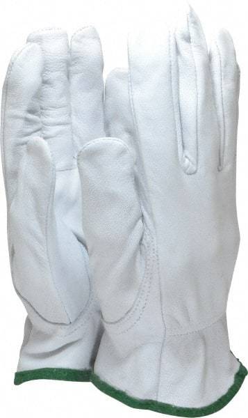 MCR Safety - Size M (8) Grain Goatskin General Protection Work Gloves - For Work & Driver, Uncoated, Slip-On Cuff, Full Fingered, White, Paired - Makers Industrial Supply