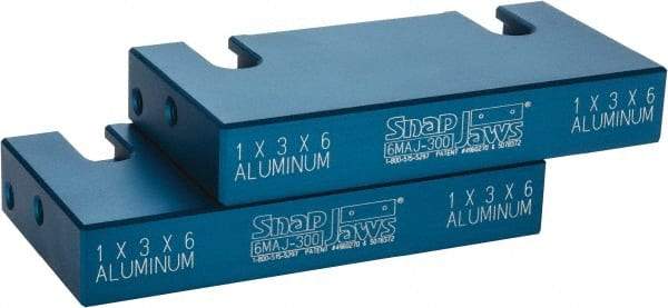 Snap Jaws - 6" Wide x 3" High x 1" Thick, Flat/No Step Vise Jaw - Soft, Aluminum, Fixed Jaw, Compatible with 6" Vises - Makers Industrial Supply