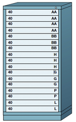 59.25 x 28.25 x 30'' (17 Drawers) - Pre-Engineered Modular Drawer Cabinet Eye-Level (591 Compartments) - Makers Industrial Supply