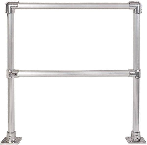 Hollaender - 4' Long x 42" High, Aluminum Straight Railing - 1.9" Pipe, Includes 2 Sub Assembled Posts, 2 Horizontal Rails, Bag with 2 Flanges, Instructions, Assembly Tool - Makers Industrial Supply