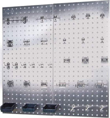 Triton - 18" Wide x 36" High Peg Board Kit - 2 Panels, 32 Hooks, Stainless Steel, Silver - Makers Industrial Supply