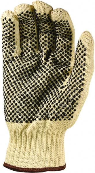 PRO-SAFE - Size L (9), ANSI Cut Lvl 4, Abrasion Lvl 2, PVC Coated ATA Cut Resistant Gloves - 10" Long, Palm & Fingers Coated, Continuous Cuff, Black/Yellow, Paired - Makers Industrial Supply