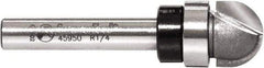 Amana Tool - 1/2" Cut Diam, 3/8" Length of Cut, 2 Flute Core Box Edge Profile Router Bit - Carbide-Tipped, 1/4" Shank Diam, 2" OAL, Uncoated - Makers Industrial Supply