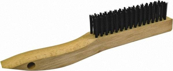 Gordon Brush - 4 Rows x 16 Columns Steel Plater Brush - 4-3/4" Brush Length, 10" OAL, 1-1/8 Trim Length, Wood Shoe Handle - Makers Industrial Supply