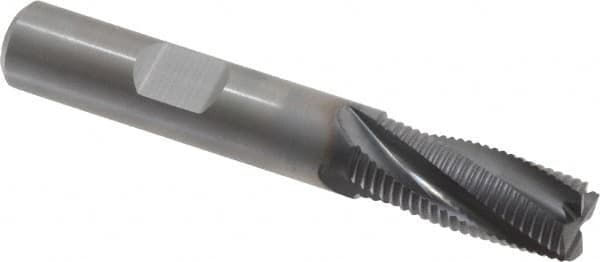 Kennametal - 3/8" Diam, 7/8" LOC, 4 Flute Solid Carbide Roughing Square End Mill - AlTiN Finish, 2-1/2" OAL, 3/8" Shank Diam, Centercutting, 20° Helix - Makers Industrial Supply