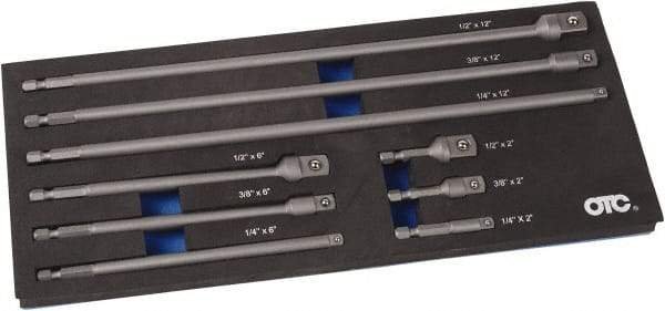 OTC - 1/4, 3/8 & 1/2" Drive Socket Extension Set - 9 Pieces, Includes 2, 6, 12" Lengths - Makers Industrial Supply