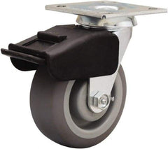 Hamilton - 5" Diam x 2" Wide x 6-1/2" OAH Top Plate Mount Swivel Caster - Rubber Mold on Polyolefin, 350 Lb Capacity, Straight Roller Bearing, 4 x 4-1/2" Plate - Makers Industrial Supply