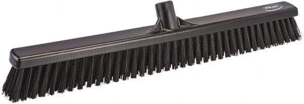 Vikan - 24.5" Combo Duty Polyester Push Broom - 2-3/4" Bristle Length, Plastic Block, European Threaded Handle Connection, Handle Sold Separately - Makers Industrial Supply