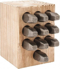 C.H. Hanson - 10 Piece, 1/4" Character Steel Stamp Set - Double Digit Figures, Double Digits - Makers Industrial Supply