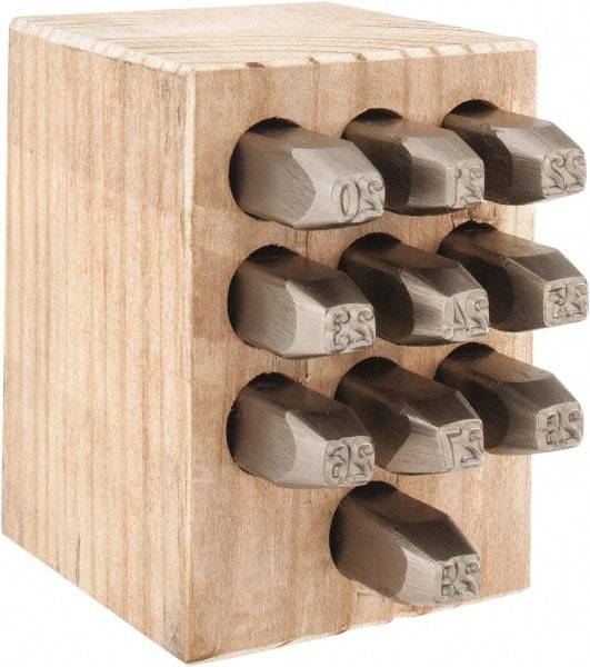 C.H. Hanson - 10 Piece, 1/4" Character Steel Stamp Set - Double Digit Figures, Double Digits - Makers Industrial Supply