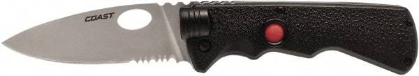 Coast Cutlery - 3-3/4" Blade, 8-1/2" OAL, Liner Lock Folding Knife - 4-3/4" Closed Length, Plastic - Makers Industrial Supply