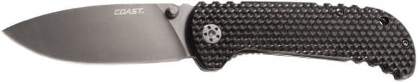 Coast Cutlery - 3-1/2" Blade, 8" OAL, Drop Point Folding Knife - 4-1/2" Closed Length, G-10 - Makers Industrial Supply