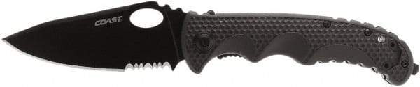 Coast Cutlery - 3-29/32" Blade, 8.9" OAL, Tactical Knife - 5" Closed Length, Glass-Filled Nylon - Makers Industrial Supply