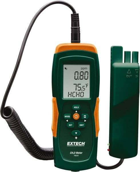 Extech - Audible, Visual Alarm, LCD Display, Formaldehyde Monitor - Monitors Formaldehyde, 0 to 50°C Working Temp, CE Listed - Makers Industrial Supply