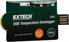 Extech - Temperature Recorders Type: Temperature Recorder Recording Time: Selectable data sampling rate: 2sec, 5sec, 10sec, 30sec, 1min, 5min, 10min, 30min, 1hour, 2hour, 3hour, 6hour, 12hour, 24hour - Makers Industrial Supply