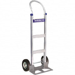 Wesco Industrial Products - 600 Lb Capacity 49" OAH Hand Truck - 18 x 7-1/2" Base Plate, Swept Back, Continuous Handle, Aluminum, Semi-Pneumatic Wheels - Makers Industrial Supply