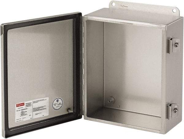 nVent Hoffman - Stainless Steel Junction Box Enclosure Hinge Flat Cover - NEMA 4, 12, 13, 4X, 6" Wide x 6" High x 4" Deep - Makers Industrial Supply