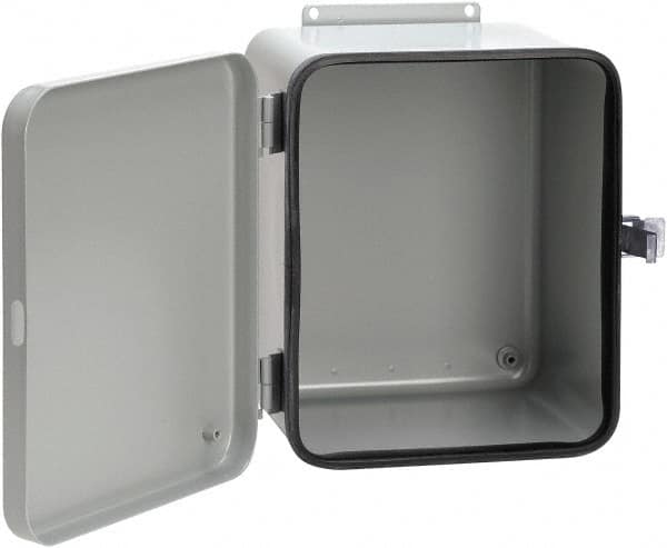 nVent Hoffman - Steel Junction Box Enclosure Hinge Flat Cover - NEMA 12, 13, 8" Wide x 10" High x 6" Deep - Makers Industrial Supply