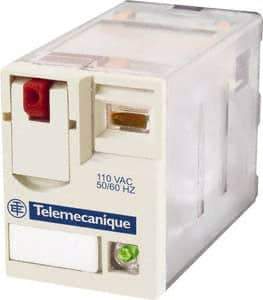 Schneider Electric - 1,500 VA Power Rating, Electromechanical Plug-in General Purpose Relay - 3 Amp at 250 VAC & 28 VDC, 6 at 250/277 VAC & 28 VDC, 8 Amp at 30 VDC, 4CO, 110 VDC - Makers Industrial Supply