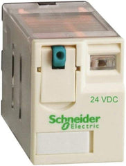 Square D - 8 Pins, Ice Cube Electromechanical Plug-in General Purpose Relay - 15 Amp at 277 V, DPDT, 24 VDC, 21mm Wide x 39mm High x 27mm Deep - Makers Industrial Supply