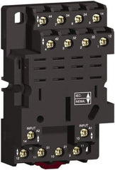 Square D - 14 Pins, 250 Volt, 16 Amp, 4PDT, Ice Cube Relay Socket - DIN Rail Mount, Screw Panel Mount, Screw Clamp Terminal - Makers Industrial Supply