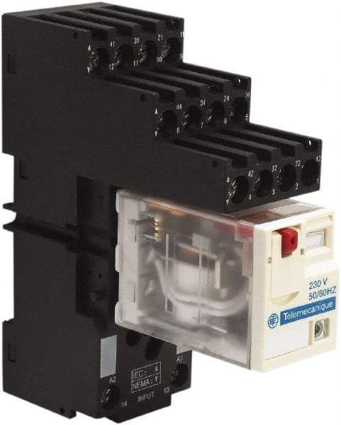 Schneider Electric - 1,500 VA Power Rating, Electromechanical Plug-in General Purpose Relay - 3 Amp at 250 VAC & 28 VDC, 6 at 250/277 VAC & 28 VDC, 8 Amp at 30 VDC, 4CO, 230 VAC at 50/60 Hz - Makers Industrial Supply