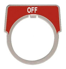 Square D - Half Round, Aluminum Legend Plate - Off - Red Background, White Letters, 1.18 Inch Hole Diameter - Makers Industrial Supply