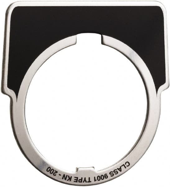 Square D - Metal Legend Plate - Jog - Black Background, White Letters, 30mm Hole Diameter - Makers Industrial Supply