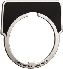 Square D - Metal Legend Plate - Jog - Black Background, White Letters, 30mm Hole Diameter - Makers Industrial Supply