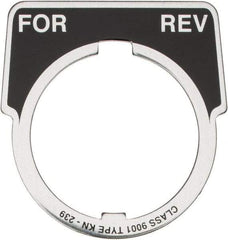 Square D - Metal Legend Plate - For-Rev - Black Background, White Letters, 30mm Hole Diameter - Makers Industrial Supply