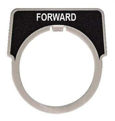 Square D - Half Round, Aluminum Legend Plate - Forward - Black Background, White Letters, 1.18 Inch Hole Diameter - Makers Industrial Supply