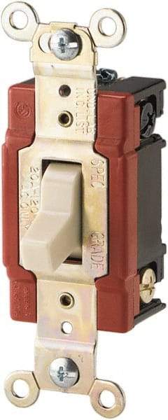 Cooper Wiring Devices - 3 Pole, 120 to 277 VAC, 20 Amp, Industrial Grade, Toggle, Wall and Dimmer Light Switch - 1.3 Inch Wide x 4.19 Inch High, Fluorescent - Makers Industrial Supply