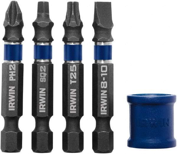 Irwin - 5 Piece, Phillips, Square, Torx, Slotted Handle, Power Bit Set - #2 - Makers Industrial Supply