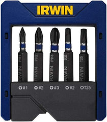 Irwin - 5 Piece, Phillips, Square, Torx Handle, Power Bit Set - #2 - Makers Industrial Supply