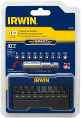 Irwin - 10 Piece, Phillips, Square, Torx Handle, Insert Bit Set - #1 to #3 - Makers Industrial Supply