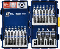 Irwin - 19 Piece, Phillips, Square, Torx, Slotted, Hex Nutsetter Handle, Drive Set - 1/4 to 7/16" Hex, #1 to #3 - Makers Industrial Supply