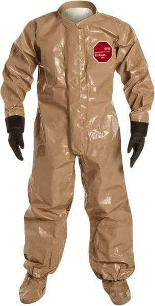 Dupont - Size 3XL, Tan, Chemical, Disposable Encapsulated Suit - Attached Hood, Elastic Ankle, Elastic Wrist - Makers Industrial Supply