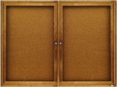 Quartet - 48" Wide x 36" High Enclosed Cork Bulletin Board - Natural (Color) - Makers Industrial Supply