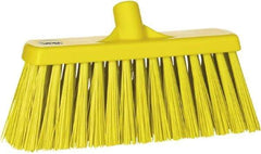 Vikan - 12" Heavy Duty Synthetic Push Broom - 2" Bristle Length, Plastic Block, European Threaded Handle Connection - Makers Industrial Supply