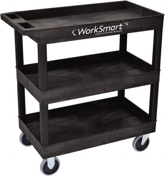 Value Collection - 500 Lb Capacity, 18" Wide x 35" Long x 36" High Shelf Cart - 3 Shelf, Plastic, 2 Rigid/2 Swivel Casters - Makers Industrial Supply