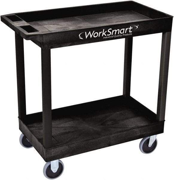 Value Collection - 500 Lb Capacity, 18" Wide x 35" Long x 35" High Shelf Cart - 2 Shelf, Plastic, 2 Rigid/2 Swivel Casters - Makers Industrial Supply