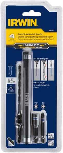 Irwin - 4 Piece 3/16" Concrete Anchor Installation Kit - For Use with Impact Drivers and Rotary Drills - Makers Industrial Supply