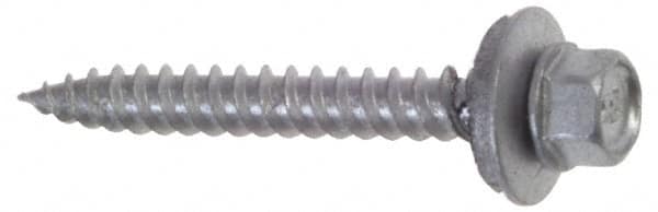 Buildex - #9 Hex Washer Head Sheet Metal Screw - Steel, 2" Length Under Head - Makers Industrial Supply