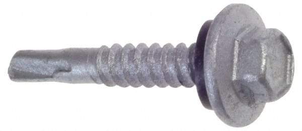 Buildex - #12, Hex Washer Head, Hex Drive, 1-1/4" Length Under Head, #2 Point, Self Drilling Screw - Steel - Makers Industrial Supply