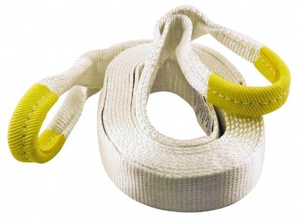 Erickson Manufacturing - 20' Long x 3" Wide, 27,000 Lb Basket Capacity, Polyester Web Sling - White, with Loop Ends - Makers Industrial Supply