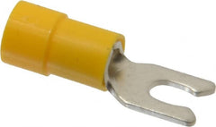 Thomas & Betts - #6 Stud, 12 to 10 AWG Compatible, Partially Insulated, Crimp Connection, Locking Fork Terminal - Makers Industrial Supply