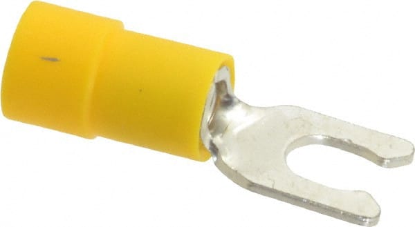 Thomas & Betts - #8 Stud, 12 to 10 AWG Compatible, Partially Insulated, Crimp Connection, Locking Fork Terminal - Makers Industrial Supply